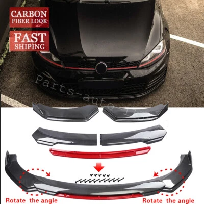 Carbon Style For Volkswagen Golf MK7 GTI R Front Bumper Lip Spoiler Splitter - Image 1 of 4
