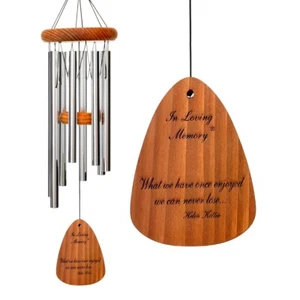 NEW 24" In Loving Memory "What We Have" Aluminum & Redwood Windchime - Picture 1 of 1