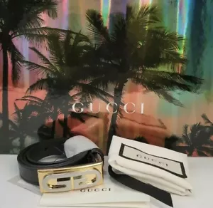 Gucci Damen Logo Gürtel mit Eidechse Plaque Haut Millennium Nero (90B-36) 563701 - Bild 1 von 8