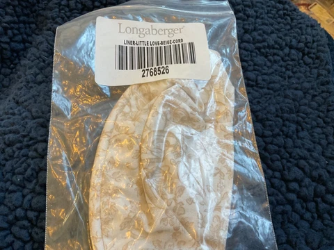 Longaberger Liner- LITTLE LOVE - Beige - Cord- 2768526 Cover