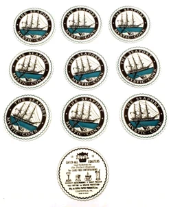 Vtg Set of 9 Paper Embossed Absobant Coasters The Seaport Mystic CONN by Royal - Picture 1 of 4