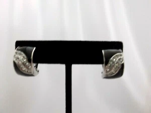 Clip auf 3/4" Silber, Schwarz & Klar Stein Halb Creolen Ohrringe - Bild 1 von 4