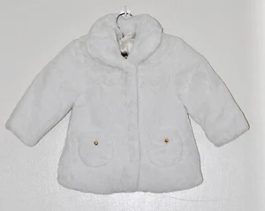 NWT Tartine et Chocolat Infant Girls Ivory Faux Fur LS Winter Coat 12M 18M - Picture 1 of 14