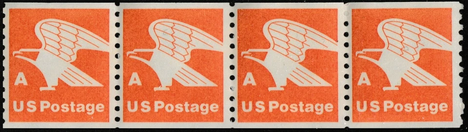 US 1743 A Series Orange Eagle 15c coil strip 4 MNH 1978 - Image 1 of 1