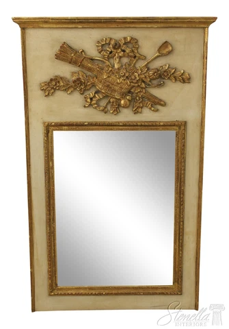 59082EC: French Louis XV Style Trumeau Paint Decorated Mirror Cover