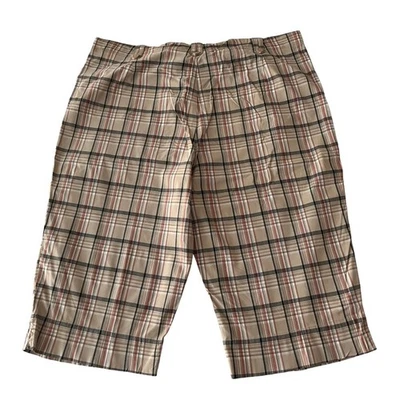 Pantalones de almeja a cuadros tostados talla 18 blancos ciervo para mujer tiro alto entrepierna de algodón 15" Foto 1 de 4