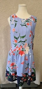 Vince Camuto Fit & Flare Watercolor Floral Dress w/Pockets, 12 Sleeveless NWT - Picture 1 of 16