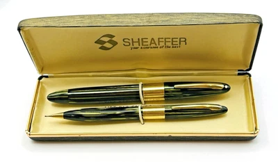 Juego De Colección Sheaffer Lifetime Valiant Pluma Estilográfica + Lápiz, Verde Rayado + Caja Foto 1 de 4