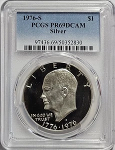 1976-S Eisenhower Ike Silver Proof $1 Dollar Coin ~ PCGS PR69 DCAM (P106) - Picture 1 of 4