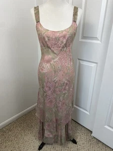 Vintage Talbots 8 Petite Dress Maxi Floral Pure Silk Cotragecore Romantic - Picture 1 of 17