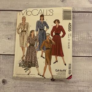 McCalls 4555 Sewing Pattern Dress Shirtdress Straight Flared Skirt 12-16 UNCUT - Picture 1 of 3