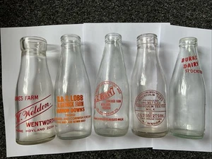 5 Vintage Milk Bottles - Picture 1 of 7