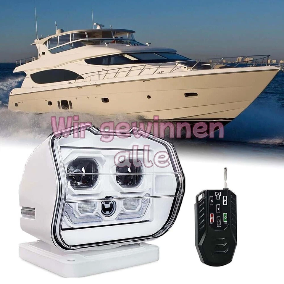 MARINE SCHIFFE SUCHLEUCHTE WIRELESS 360° FÜR BOOT AUTO LKW OFFROAD SCHEINWERFER - Bild 1 von 4