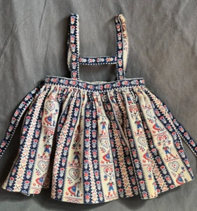 Vintage Little Girl Corduroy Pinefore Alpine Dutch Milkmaid & Boy Print SZ: 4 - Picture 1 of 6