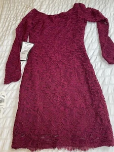 Jump Apparel Longe Sleeve Wine Lace Body-Con Dress Size Medium. (bx3) - Picture 1 of 7