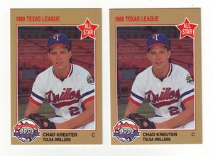 1988 Grand Slam Texas League All-Stars Chad Kreuter 2 Card Lot Tulsa Drillers