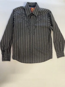 Platini Jeans Cougar Sz M Long Sleeve Embroidered Shirt With Snap Closures - Picture 1 of 7