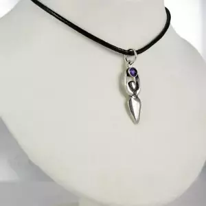 Sterling Silver SMALL Spirit Healer Pendant w/ Gemstone Leather Cord Necklace - Picture 1 of 4