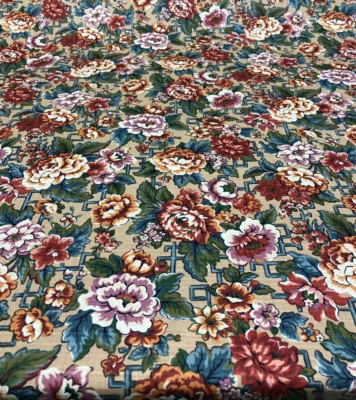 Stanley King Fabricut 复古红色绿色蓝色花卉织物按码分类 — 第 1/4 张图片