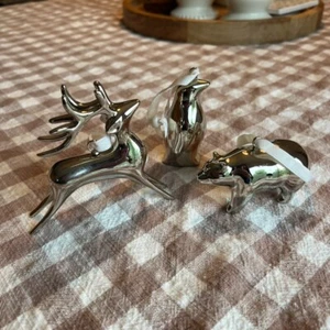 Pottery Barn Silver Planted Animal Ornaments Set - Picture 1 of 3
