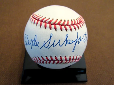 CLYDE SUKEFORTH JACKIE ROBINSONS FIRST MGR DODGERS SIGNED AUTO ONL BASEBALL JSA - Image 1 of 4