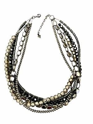 Silpada Hematite Glass Sterling Silver Bold 5-Strand Necklace 18”-20” Long - Image 1 of 4