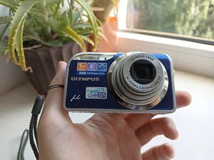š„RARE Blue Olympus Stylus Mju M 5000 12.0MP cameraš„WORKing FULL setš„ - Picture 1 of 7
