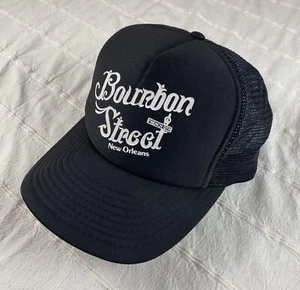 Vintage Bourbon Street Hat New Orleans Mesh Trucker Snapback Black Foam Cap - Picture 1 of 10