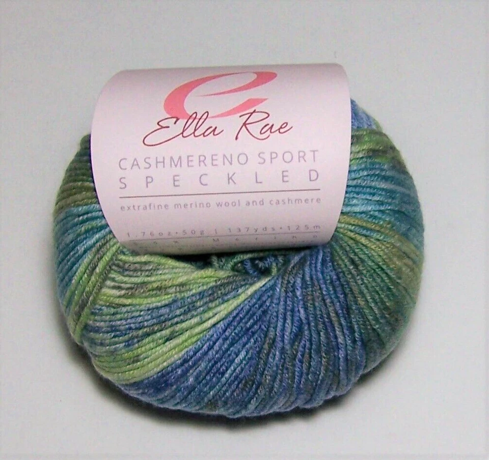 LOT of 10 balls Ella Rae CASHMERINO SPORT SPECKLED Yarn #206 CATALINA ISLAND - Image 1 of 1