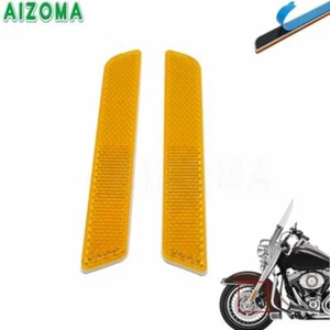 2pcs Yellow Front Fork Leg Reflector Sticker For Harley Touring Road King FLHR - Picture 1 of 11