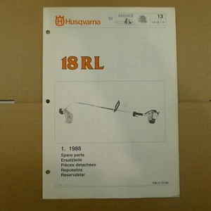 Fabricante de fabricante de equipos originales Husqvarna 18RL recortadora de cuerdas lista de piezas ilustradas IPL, 1988 - Imagen 1 de 1