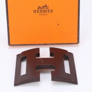 Hermes Scarf Ring Wood H Motif buckle color Dark Brown USED - Picture 1 of 8