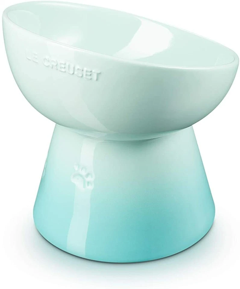 Le Creuset Pet Food Bowl High Stand Deep Cherry Red Stoneware Japan