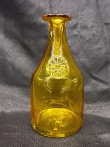 Blenko Style glass bottle Vase 7 inch yellow # 4424 - Picture 1 of 24