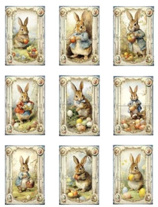 Vintage Easter Rabbits & Eggs A MULTI-SIZE SET Cotton Fabric Quilt Blocks - Picture 1 of 16