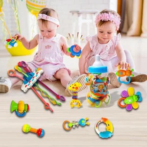 Multisensory Activity Toy Set 11PCS Baby Rattle Teething Montessori Tactile Pull - Picture 1 of 10