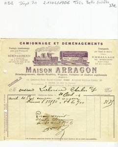 Dépt 71 - Chalon sur Saône 26 Av V. Hugo - Très Belle Entête Déménagements 1906 - Picture 1 of 1