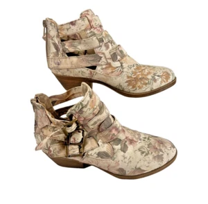 Mudd Women’s Size 8.5 Ankle Boots Floral With Buckle Straps and Zipper - Picture 1 of 10