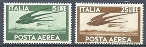 Italy 1945 Sc# C109/112 Airmail Swallows 2 stamps MNH - Picture 1 of 1
