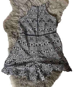 Primark Aztec Black And Grey Patterned Shorts With Frill Playsuit Size 8 Women’s - Picture 1 of 5