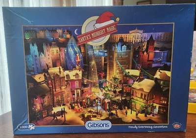 Gibsons 1000pc Santa's Midnight Magic 2013 by Kieth Drury Jigsaw Puzzle Rare - Image 1 of 4