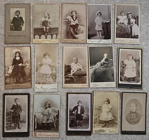 Lot 15 CDV enfants bébé portrait carte de visite photo XIXe (4) - Picture 1 of 1