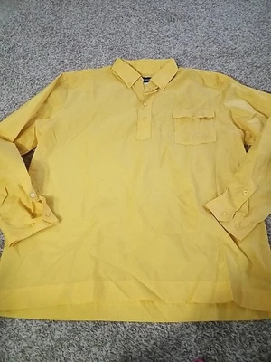 Camisa de Colección Obermeyer Amarillo Viento Botón Parcial Bolsillo Frontal Delantero Nylon XL ORB Foto 1 de 4
