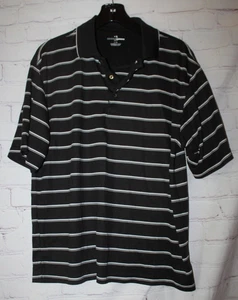 Grand Slam Performance Herren schwarz weiß gestreift Kurzarm Polo Golf Shirt L - Bild 1 von 3