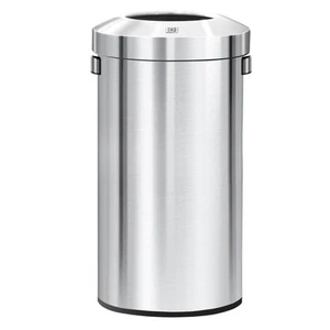 32-Gallon Round Stainless Steel Open Top Trash Can, Large Commercial Waste Bi... - Picture 1 of 7