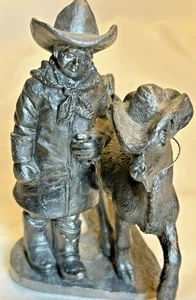 Ricker Pewter Boy Cowboy With Goat Figure  - Picture 1 of 10