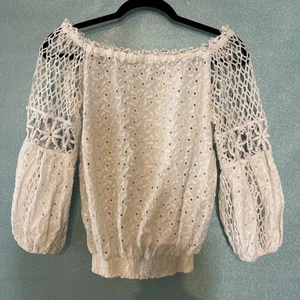 Temptation Position Romaric White Off Shoulder Blouse XS Cotton Made In Italy - Picture 1 of 6