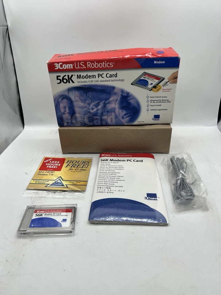 Vintage US Robotics 3COM 56k Modem Card Model 3056 Open Box Incomplete - Image 1 of 4