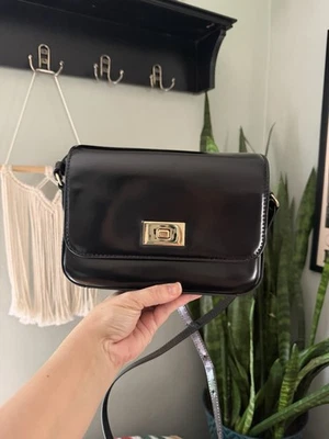 Bolso Bandolera J.CREW Edie Elegante Negro Cuero Italiano Lujo Nuevo con Etiquetas Foto 1 de 4