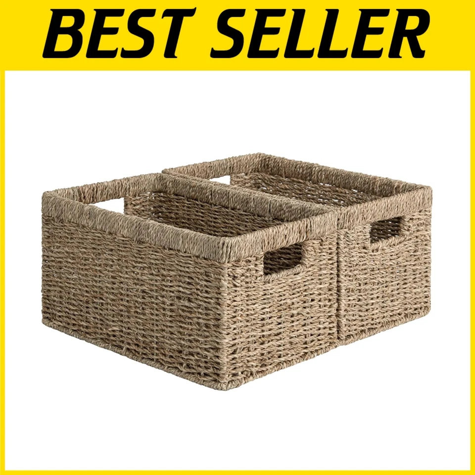 Cestas rectangulares de mimbre con asas metálicas Foto 1 de 4